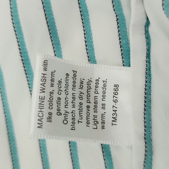 Pendleton White Green Striped Half Sleeve Button Down Size 14 - Picture 10 of 13